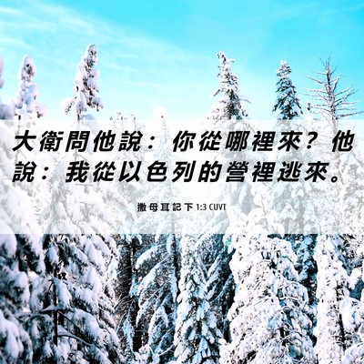 Picture 06 - 撒 母 耳 記 下 1:3 CUVT - 大 衛 問 他 說 ： 你 從 哪 裡 來 ？ - Bible Verse Picture