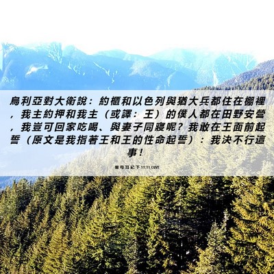 Picture 06 - 撒 母 耳 記 下 11:11 CUVT - 烏 利 亞 對 大 衛 說 ： 約 櫃 和 以 - Bible Verse Picture