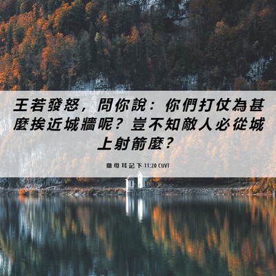 Picture 06 - 撒 母 耳 記 下 11:20 CUVT - 王 若 發 怒 ， 問 你 說 ： 你 們 打 - Bible Verse Picture