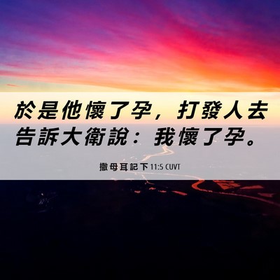 Picture 06 - 撒 母 耳 記 下 11:5 CUVT - 於 是 他 懷 了 孕 ， 打 發 人 去 告 - Bible Verse Picture