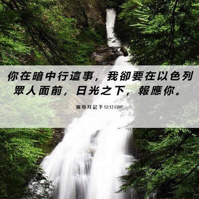 Picture 06 - 撒 母 耳 記 下 12:12 CUVT - 你 在 暗 中 行 這 事 ， 我 卻 要 在 - Bible Verse Picture