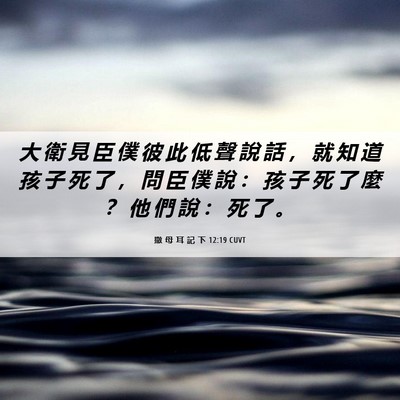 Picture 06 - 撒 母 耳 記 下 12:19 CUVT - 大 衛 見 臣 僕 彼 此 低 聲 說 話 ， - Bible Verse Picture