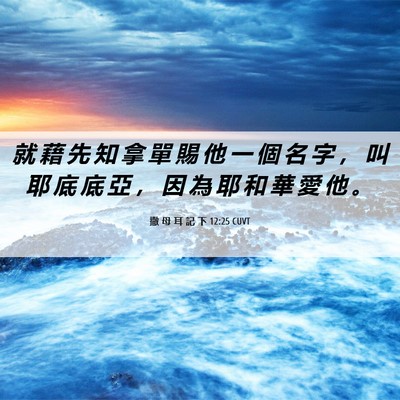 Picture 06 - 撒 母 耳 記 下 12:25 CUVT - 就 藉 先 知 拿 單 賜 他 一 個 名 字 - Bible Verse Picture