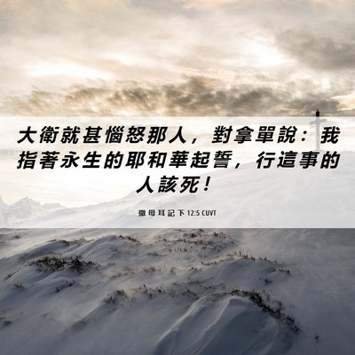 Picture 06 - 撒 母 耳 記 下 12:5 CUVT - 大 衛 就 甚 惱 怒 那 人 ， 對 拿 單 - Bible Verse Picture