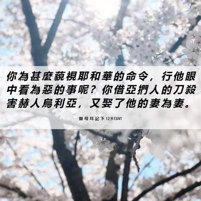 Picture 06 - 撒 母 耳 記 下 12:9 CUVT - 你 為 甚 麼 藐 視 耶 和 華 的 命 令 - Bible Verse Picture