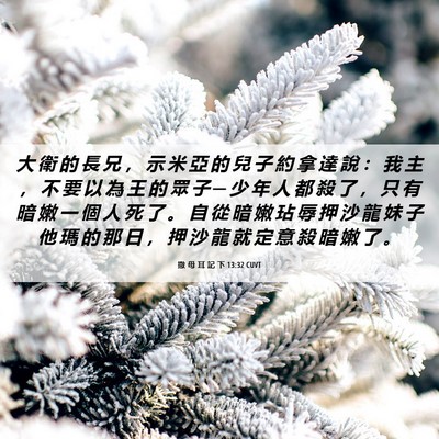 Picture 06 - 撒 母 耳 記 下 13:32 CUVT - 大 衛 的 長 兄 ， 示 米 亞 的 兒 子 - Bible Verse Picture
