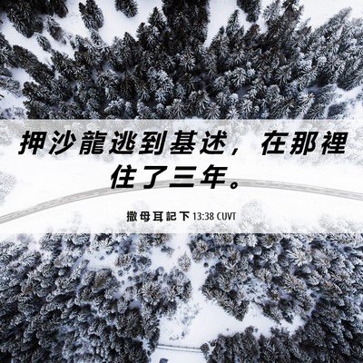 Picture 06 - 撒 母 耳 記 下 13:38 CUVT - 押 沙 龍 逃 到 基 述 ， 在 那 裡 住 - Bible Verse Picture
