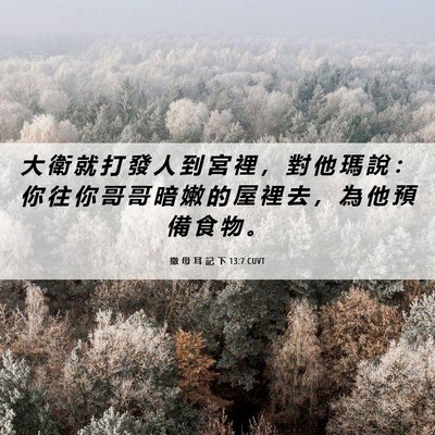 Picture 06 - 撒 母 耳 記 下 13:7 CUVT - 大 衛 就 打 發 人 到 宮 裡 ， 對 他 - Bible Verse Picture