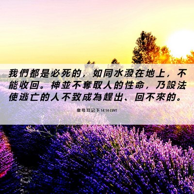 Picture 06 - 撒 母 耳 記 下 14:14 CUVT - 我 們 都 是 必 死 的 ， 如 同 水 潑 - Bible Verse Picture
