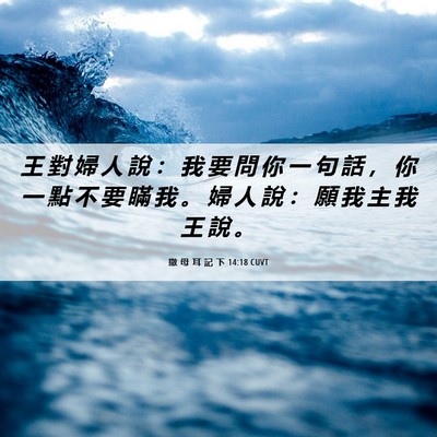 Picture 06 - 撒 母 耳 記 下 14:18 CUVT - 王 對 婦 人 說 ： 我 要 問 你 一 句 - Bible Verse Picture