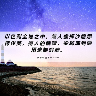 Picture 06 - 撒 母 耳 記 下 14:25 CUVT - 以 色 列 全 地 之 中 ， 無 人 像 押 - Bible Verse Picture