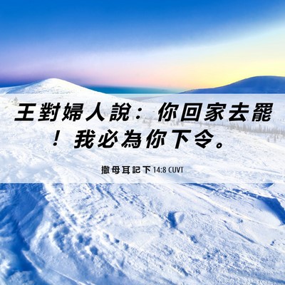 Picture 06 - 撒 母 耳 記 下 14:8 CUVT - 王 對 婦 人 說 ： 你 回 家 去 罷 ！ - Bible Verse Picture