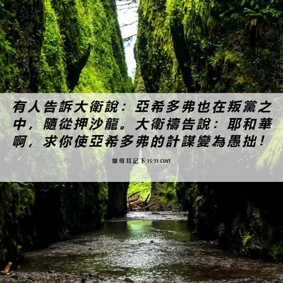 Picture 06 - 撒 母 耳 記 下 15:31 CUVT - 有 人 告 訴 大 衛 說 ： 亞 希 多 弗 - Bible Verse Picture