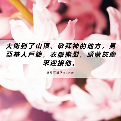 Picture 06 - 撒 母 耳 記 下 15:32 CUVT - 大 衛 到 了 山 頂 、 敬 拜 神 的 地 - Bible Verse Picture
