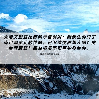 Picture 06 - 撒 母 耳 記 下 16:11 CUVT - 大 衛 又 對 亞 比 篩 和 眾 臣 僕 說 - Bible Verse Picture
