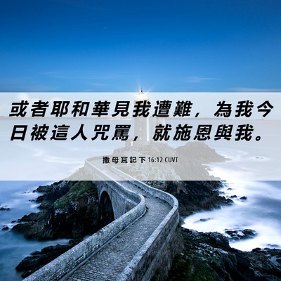Picture 06 - 撒 母 耳 記 下 16:12 CUVT - 或 者 耶 和 華 見 我 遭 難 ， 為 我 - Bible Verse Picture