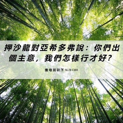 Picture 06 - 撒 母 耳 記 下 16:20 CUVT - 押 沙 龍 對 亞 希 多 弗 說 ： 你 們 - Bible Verse Picture