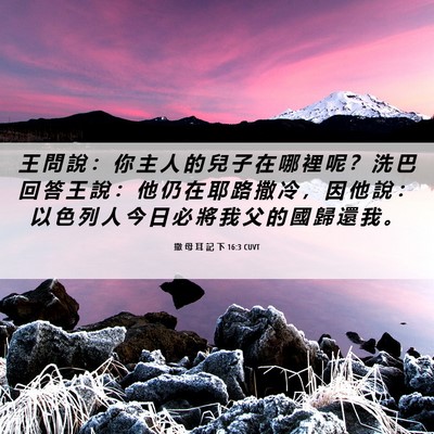 Picture 06 - 撒 母 耳 記 下 16:3 CUVT - 王 問 說 ： 你 主 人 的 兒 子 在 哪 - Bible Verse Picture