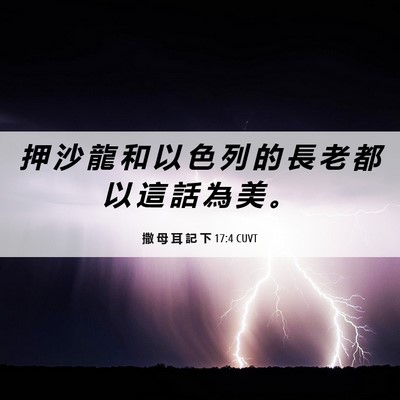 Picture 06 - 撒 母 耳 記 下 17:4 CUVT - 押 沙 龍 和 以 色 列 的 長 老 都 以 - Bible Verse Picture
