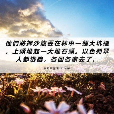 Picture 06 - 撒 母 耳 記 下 18:17 CUVT - 他 們 將 押 沙 龍 丟 在 林 中 一 個 - Bible Verse Picture