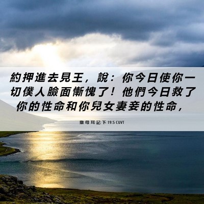 Picture 06 - 撒 母 耳 記 下 19:5 CUVT - 約 押 進 去 見 王 ， 說 ： 你 今 日 - Bible Verse Picture