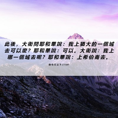Picture 06 - 撒 母 耳 記 下 2:1 CUVT - 此 後 ， 大 衛 問 耶 和 華 說 ： 我 - Bible Verse Picture
