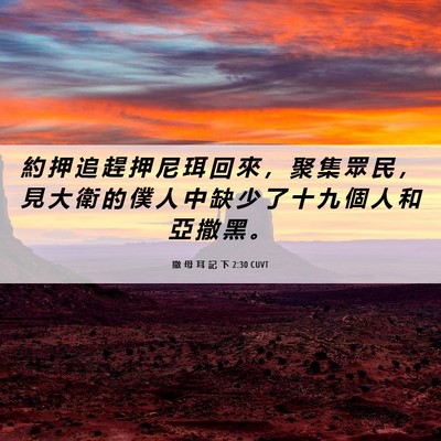 Picture 06 - 撒 母 耳 記 下 2:30 CUVT - 約 押 追 趕 押 尼 珥 回 來 ， 聚 集 - Bible Verse Picture