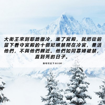Picture 06 - 撒 母 耳 記 下 20:3 CUVT - 大 衛 王 來 到 耶 路 撒 冷 ， 進 了 - Bible Verse Picture