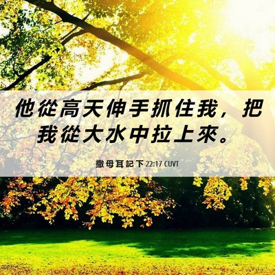 Picture 06 - 撒 母 耳 記 下 22:17 CUVT - 他 從 高 天 伸 手 抓 住 我 ， 把 我 - Bible Verse Picture