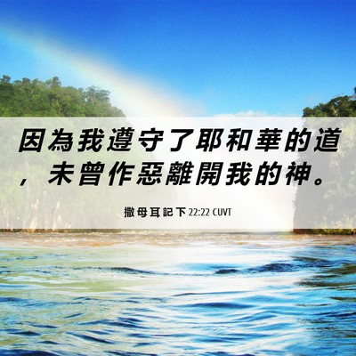 Picture 06 - 撒 母 耳 記 下 22:22 CUVT - 因 為 我 遵 守 了 耶 和 華 的 道 ， - Bible Verse Picture