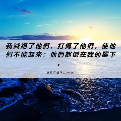 Picture 06 - 撒 母 耳 記 下 22:39 CUVT - 我 滅 絕 了 他 們 ， 打 傷 了 他 們 - Bible Verse Picture