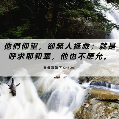 Picture 06 - 撒 母 耳 記 下 22:42 CUVT - 他 們 仰 望 ， 卻 無 人 拯 救 ； 就 - Bible Verse Picture