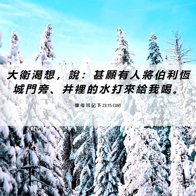 Picture 06 - 撒 母 耳 記 下 23:15 CUVT - 大 衛 渴 想 ， 說 ： 甚 願 有 人 將 - Bible Verse Picture