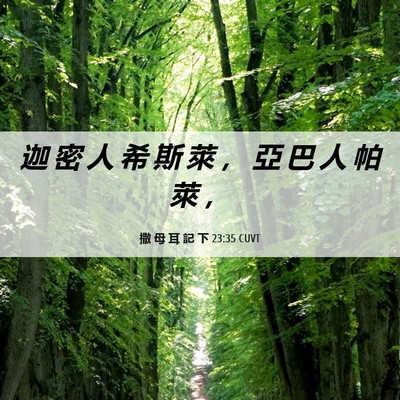 Picture 06 - 撒 母 耳 記 下 23:35 CUVT - 迦 密 人 希 斯 萊 ， 亞 巴 人 帕 萊 - Bible Verse Picture