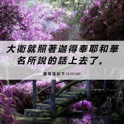 Picture 06 - 撒 母 耳 記 下 24:19 CUVT - 大 衛 就 照 著 迦 得 奉 耶 和 華 名 - Bible Verse Picture