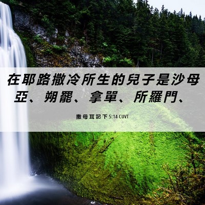 Picture 06 - 撒 母 耳 記 下 5:14 CUVT - 在 耶 路 撒 冷 所 生 的 兒 子 是 沙 - Bible Verse Picture