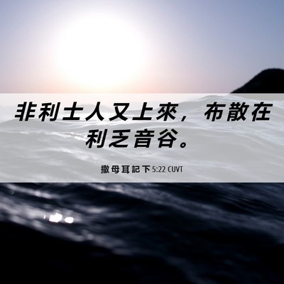 Picture 06 - 撒 母 耳 記 下 5:22 CUVT - 非 利 士 人 又 上 來 ， 布 散 在 利 - Bible Verse Picture