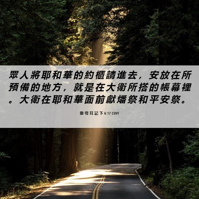 Picture 06 - 撒 母 耳 記 下 6:17 CUVT - 眾 人 將 耶 和 華 的 約 櫃 請 進 去 - Bible Verse Picture