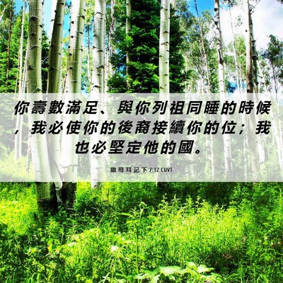 Picture 06 - 撒 母 耳 記 下 7:12 CUVT - 你 壽 數 滿 足 、 與 你 列 祖 同 睡 - Bible Verse Picture