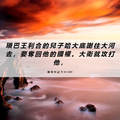 Picture 06 - 撒 母 耳 記 下 8:3 CUVT - 瑣 巴 王 利 合 的 兒 子 哈 大 底 謝 - Bible Verse Picture