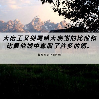 Picture 06 - 撒 母 耳 記 下 8:8 CUVT - 大 衛 王 又 從 屬 哈 大 底 謝 的 比 - Bible Verse Picture