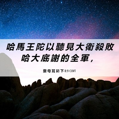 Picture 06 - 撒 母 耳 記 下 8:9 CUVT - 哈 馬 王 陀 以 聽 見 大 衛 殺 敗 哈 - Bible Verse Picture