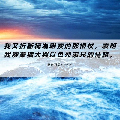 Picture 06 - 撒 迦 利 亞 11:14 CUVT - 我 又 折 斷 稱 為 聯 索 的 那 根 杖 - Bible Verse Picture
