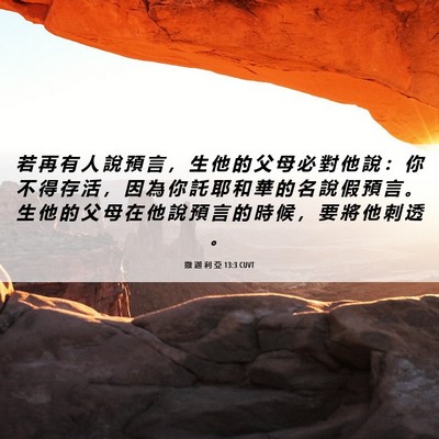 Picture 06 - 撒 迦 利 亞 13:3 CUVT - 若 再 有 人 說 預 言 ， 生 他 的 父 - Bible Verse Picture