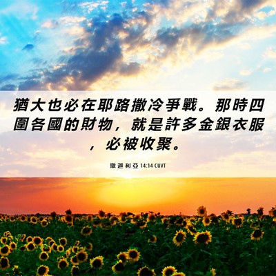 Picture 06 - 撒 迦 利 亞 14:14 CUVT - 猶 大 也 必 在 耶 路 撒 冷 爭 戰 。 - Bible Verse Picture