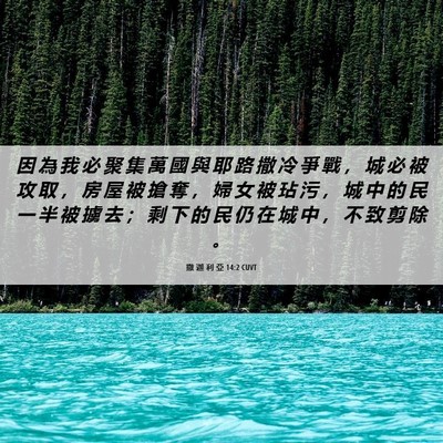 Picture 06 - 撒 迦 利 亞 14:2 CUVT - 因 為 我 必 聚 集 萬 國 與 耶 路 撒 - Bible Verse Picture