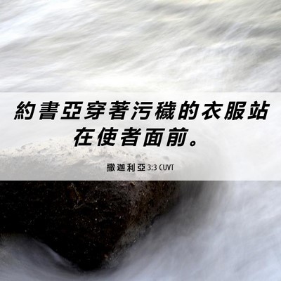 Picture 06 - 撒 迦 利 亞 3:3 CUVT - 約 書 亞 穿 著 污 穢 的 衣 服 站 在 - Bible Verse Picture