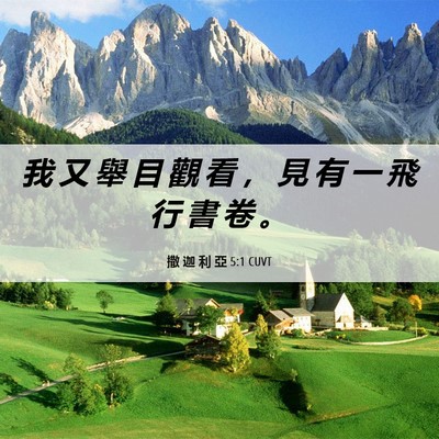 Picture 06 - 撒 迦 利 亞 5:1 CUVT - 我 又 舉 目 觀 看 ， 見 有 一 飛 行 - Bible Verse Picture