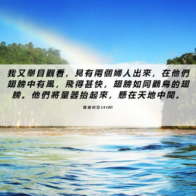 Picture 06 - 撒 迦 利 亞 5:9 CUVT - 我 又 舉 目 觀 看 ， 見 有 兩 個 婦 - Bible Verse Picture