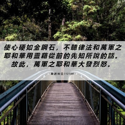 Picture 06 - 撒 迦 利 亞 7:12 CUVT - 使 心 硬 如 金 鋼 石 ， 不 聽 律 法 - Bible Verse Picture